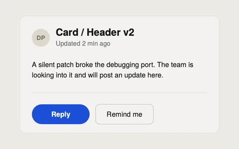 The same card with a gray surface, the title renamed to v2, and a rounder, darker button.